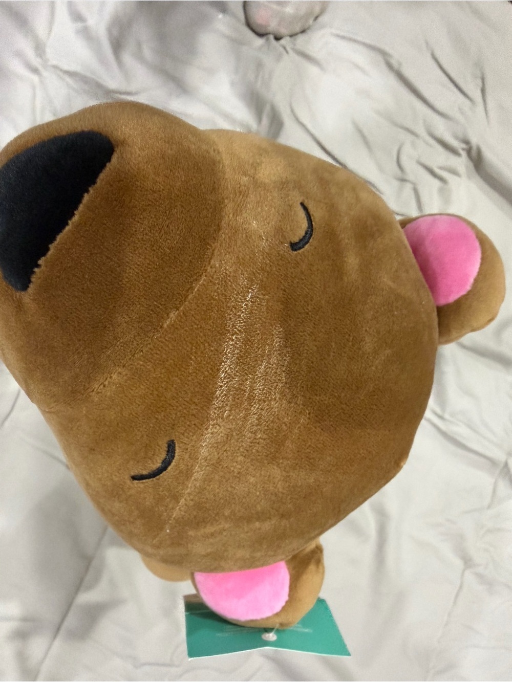 Pillowfort Brown Gingerbread Bear Plush with Green Bow